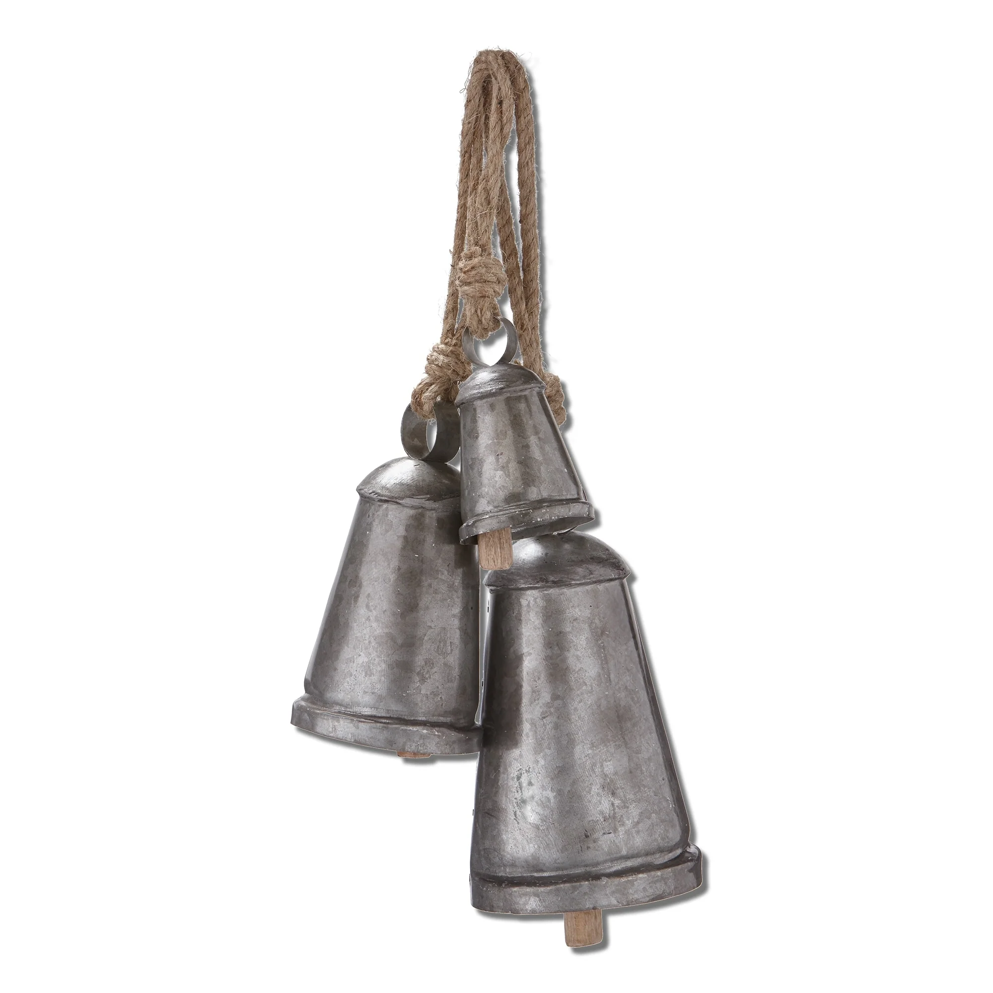 Vintage Bell & Jute Hanger Set of 3
