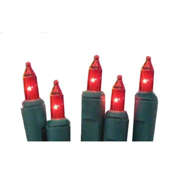 Set of 20 Battery Operated Red Mini Christmas Lights - Green Wire