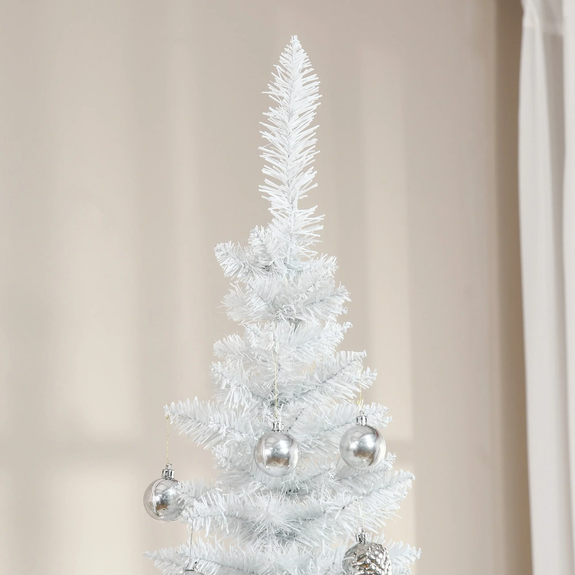 Sleek and Stylish 7' White Pencil Christmas Tree, Unlit with 499 Realistic Branch Tips for Holiday Decor