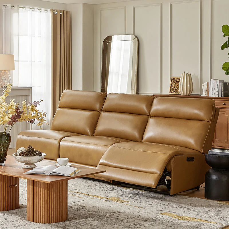 Raphael Genuine Leather Power Reclining Sectional with USB and Type-C