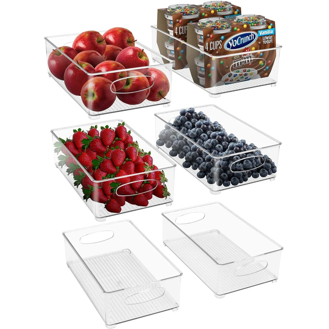 Plastic Storage Bins Stackable Clear Pantry Organizer Box Containers