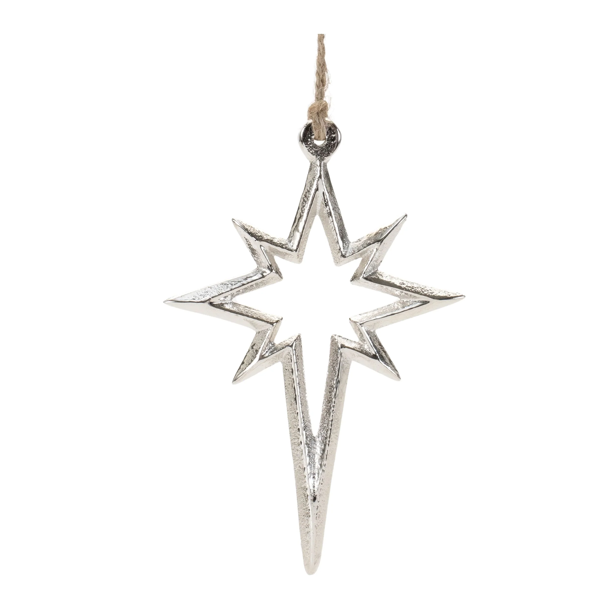 12-Piece Metal Star Ornaments Set with Jute Hanger for Christmas Tree Decor - 3.75