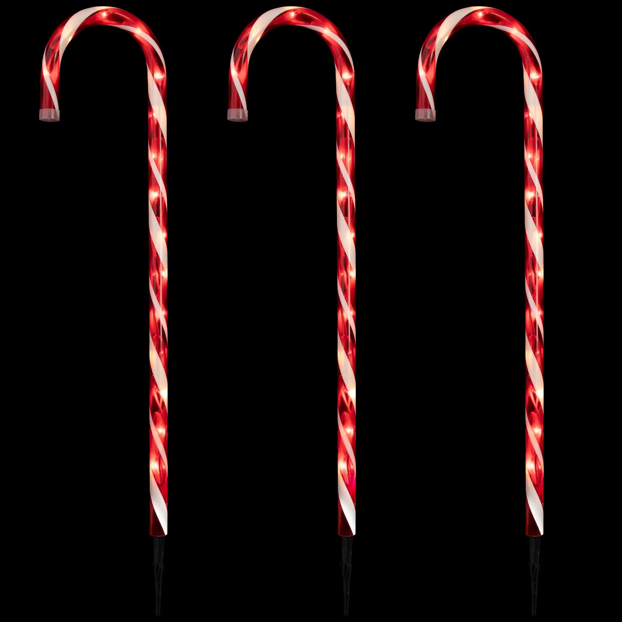 Lighted Candy Cane Outdoor Christmas Pathway Markers- Clear Lights - 28