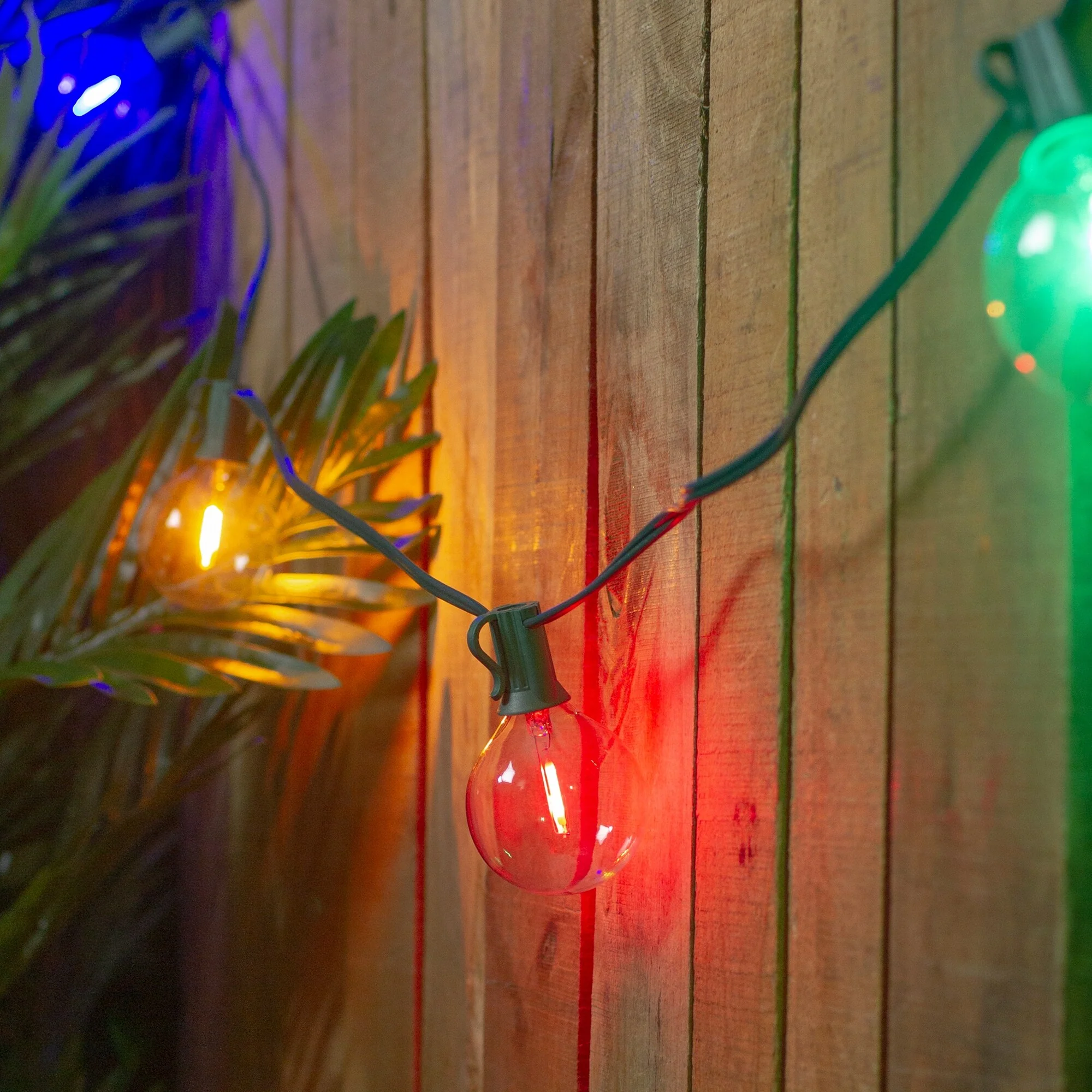 10ct Multi Color LED G50 Globe Patio Lights, 10ft Green Wire