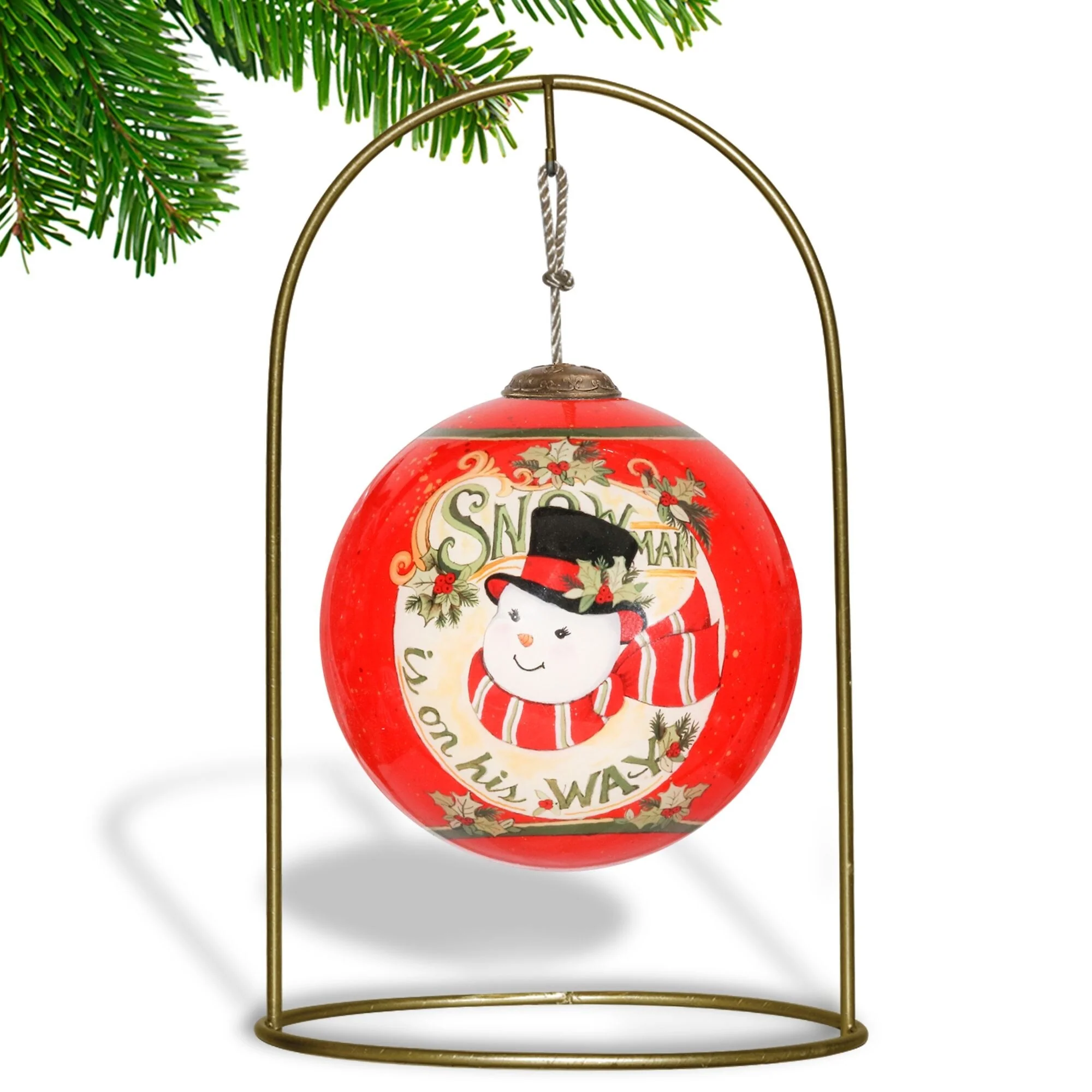 Snowman is on His Way Christmas Glass Ball Ornament - 3