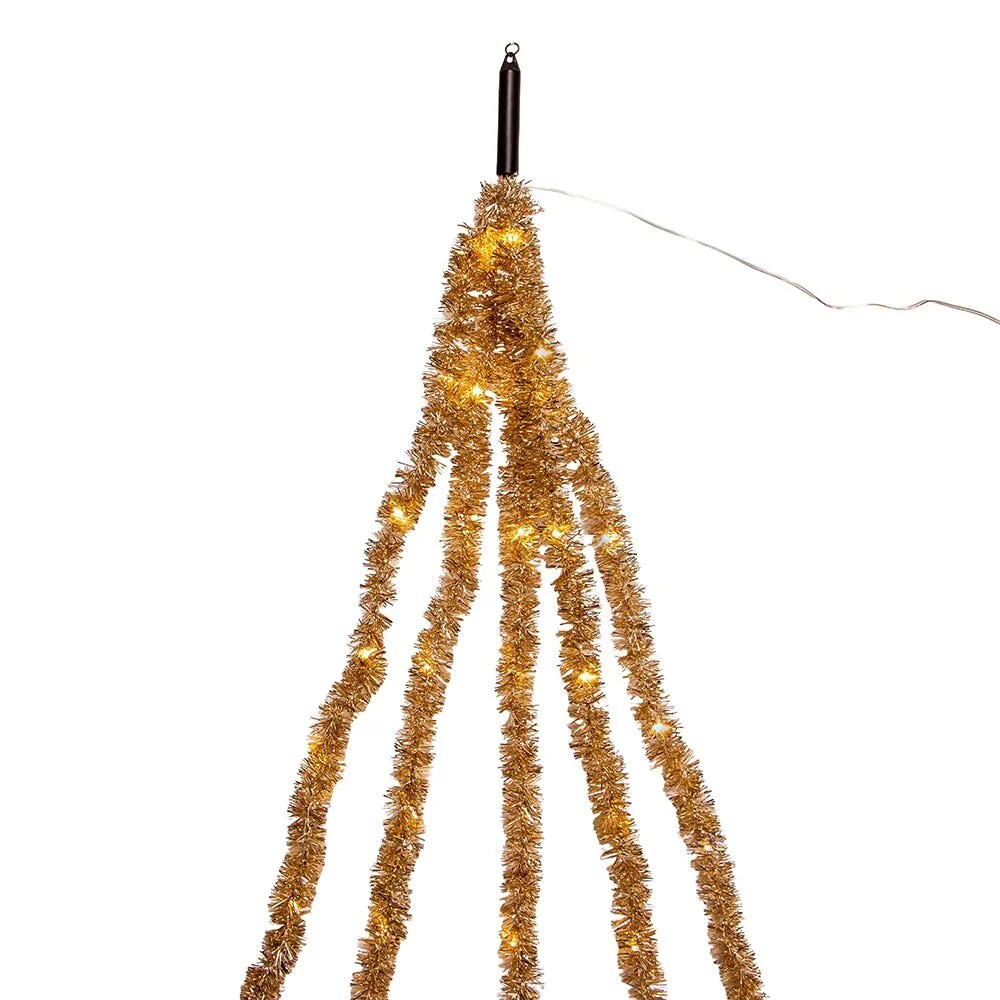 Kurt Adler 6.5-Foot 100-Light Warm White Champagne LED Tinsel Cascade Light Set