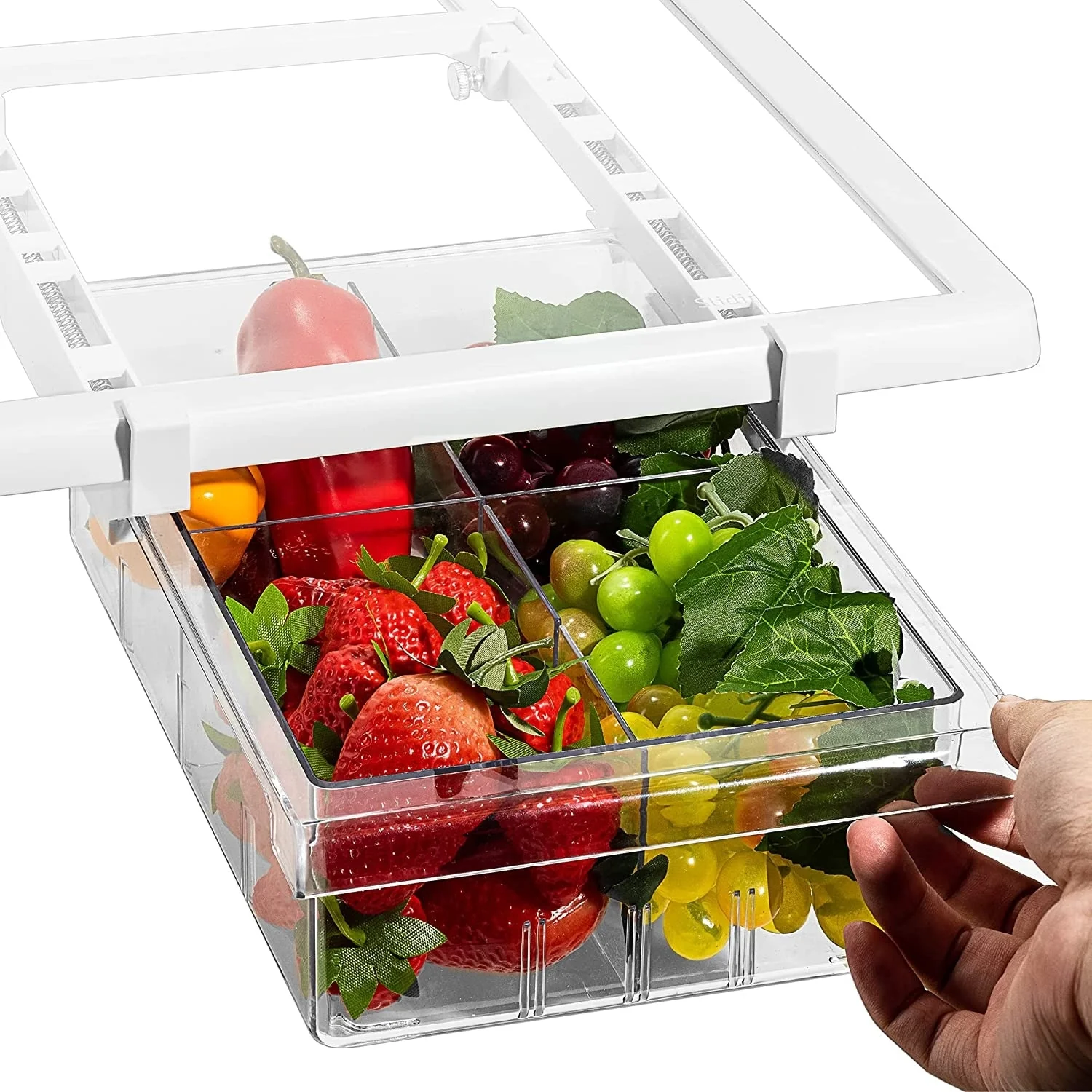 Sorbus Pull Out Fridge Drawer - Attachable Deli Drawer - Adjustable Refrigerator Storage Bin - Clear Design