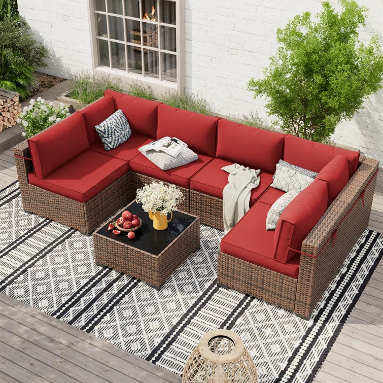 Dinyu 6 - Person Outdoor Seating Group with Cushions