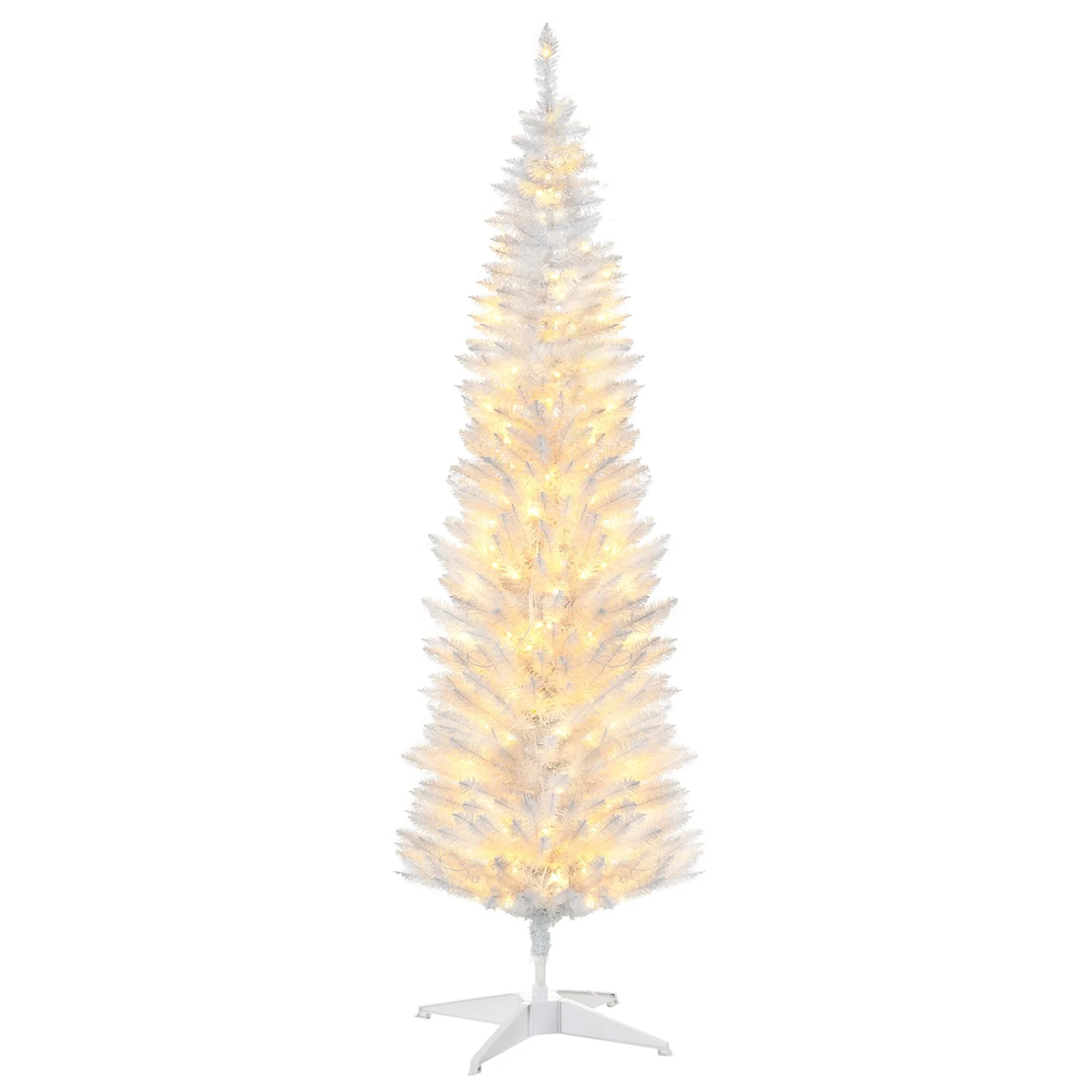5ft/6ft Pre-Lit Slim Noble Fir Artificial Christmas Tree with Warm LED Lights