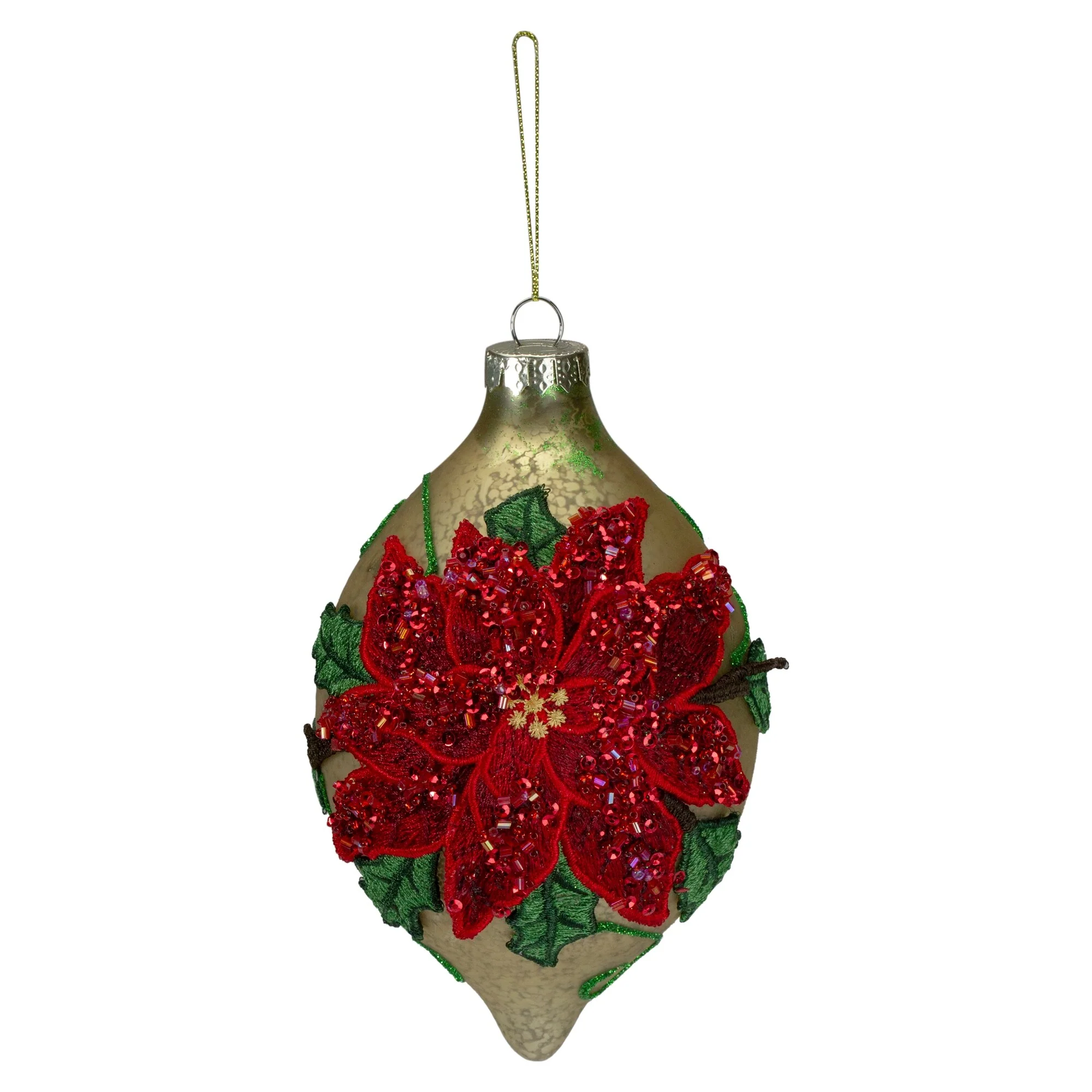 Poinsettia Finial Christmas Ornament - 6.5
