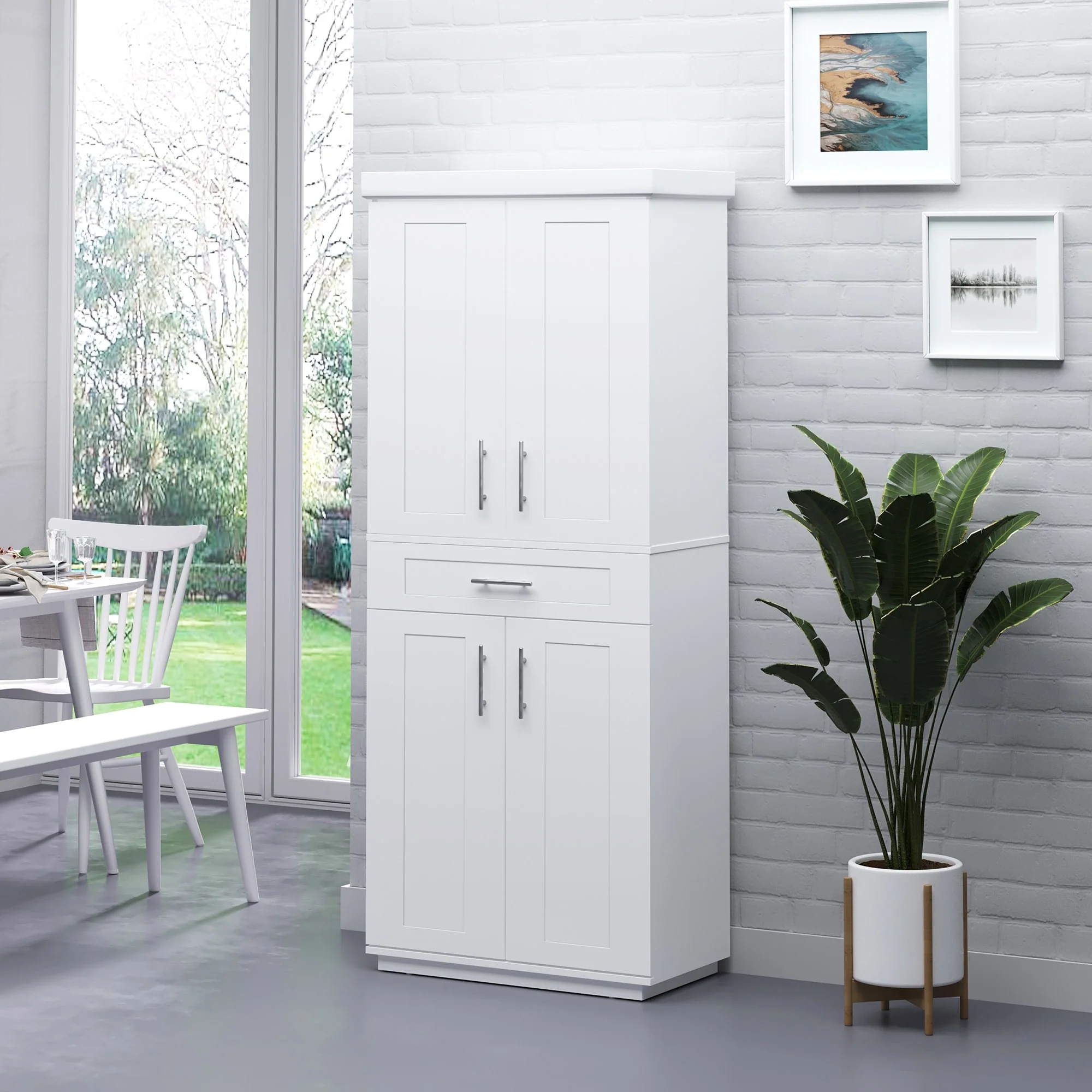 HOMCOM Modern Kitchen Pantry Freestanding Cabinet Cupboard - 30