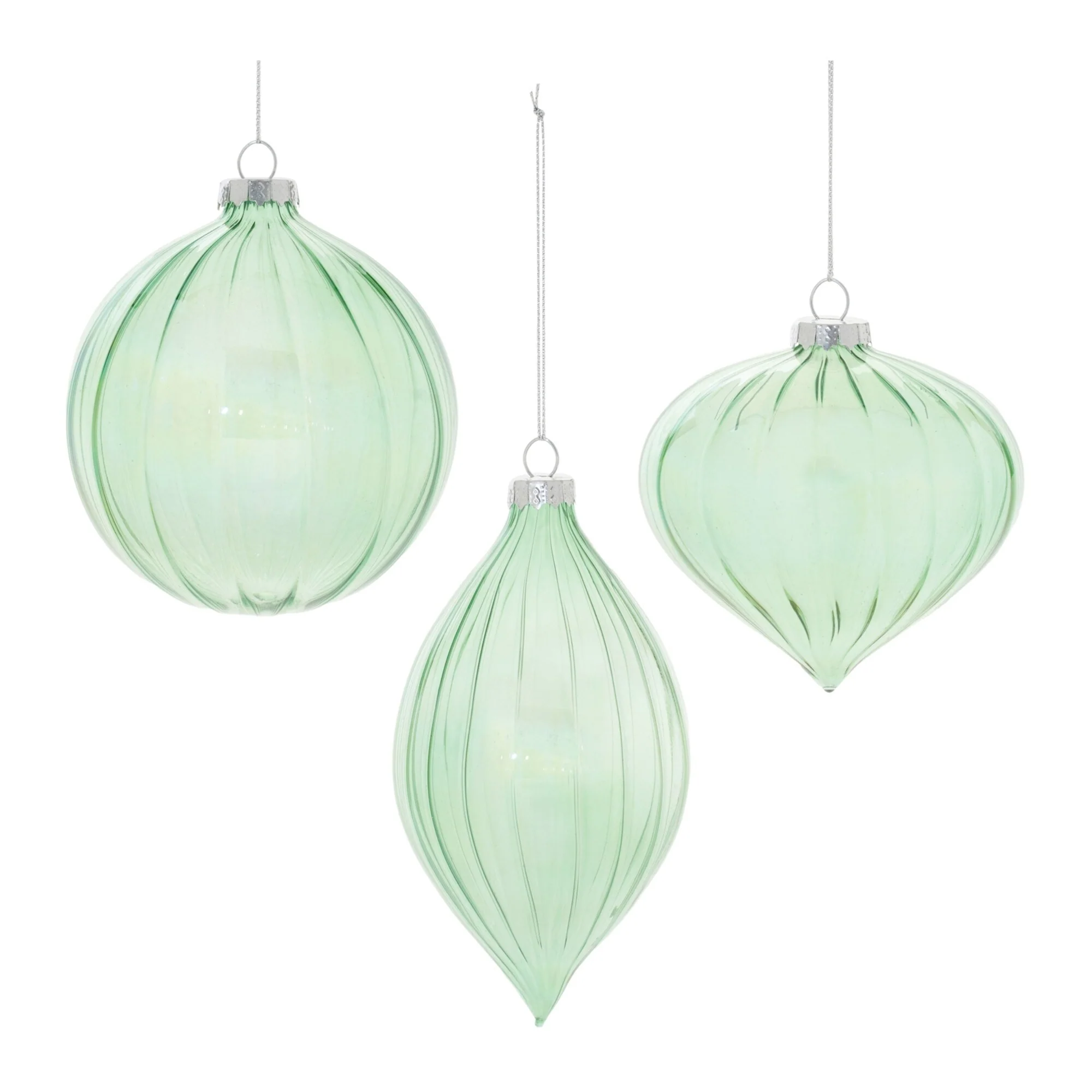 Iridescent Ribbed Glass Christmas Ornaments - 5.5