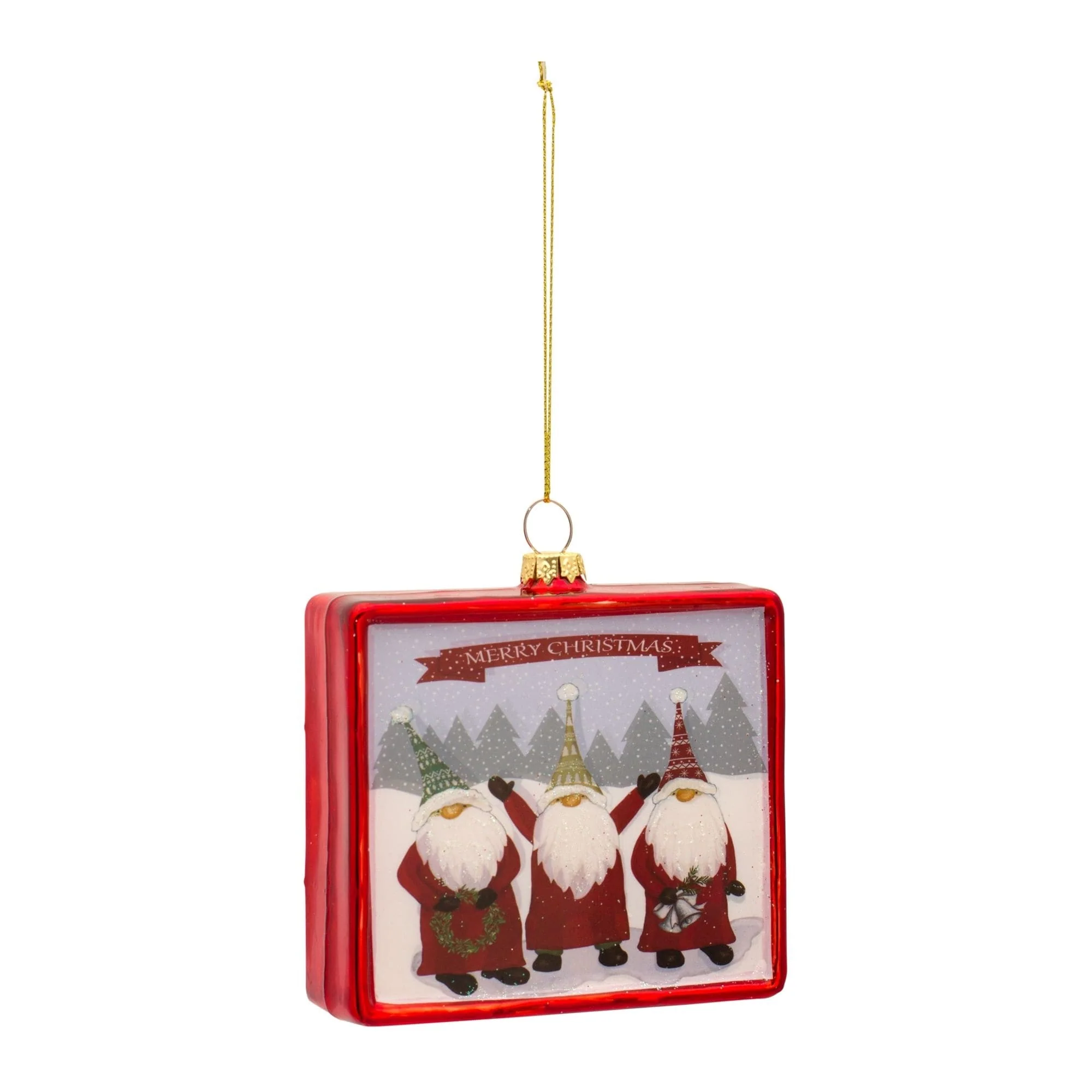 Set of 12 Gnome Rectangular Christmas Ornaments 4