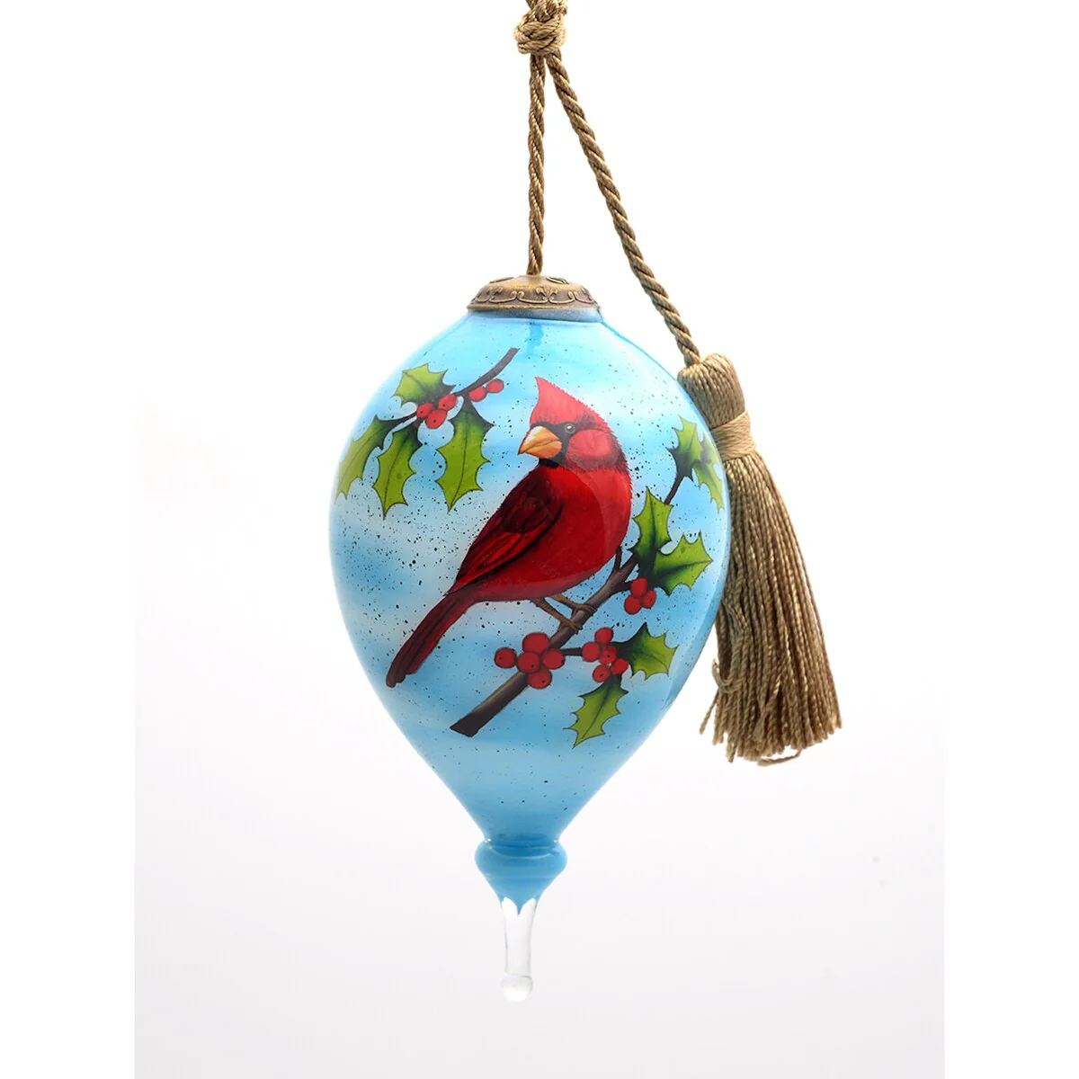 Inner Beauty Cardinal on Branches Hand painted glass Ornament - N/A
