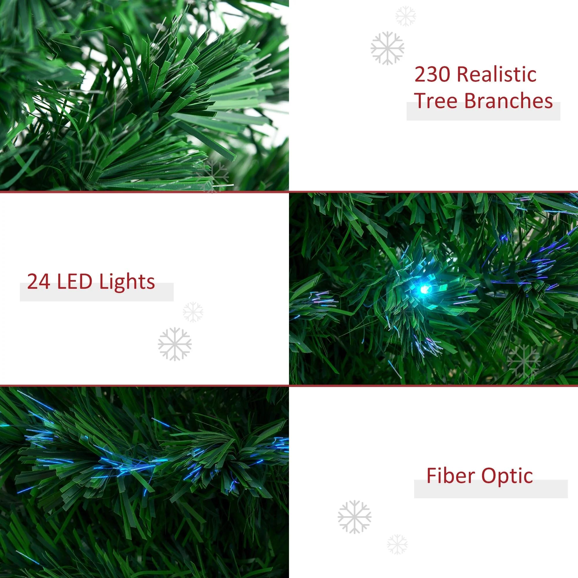 6' Artificial Douglas Fir Christmas Tree, Pre-Lit with Multi-Color LEDs & Fiber Optic Sprigs - Easy Assembly