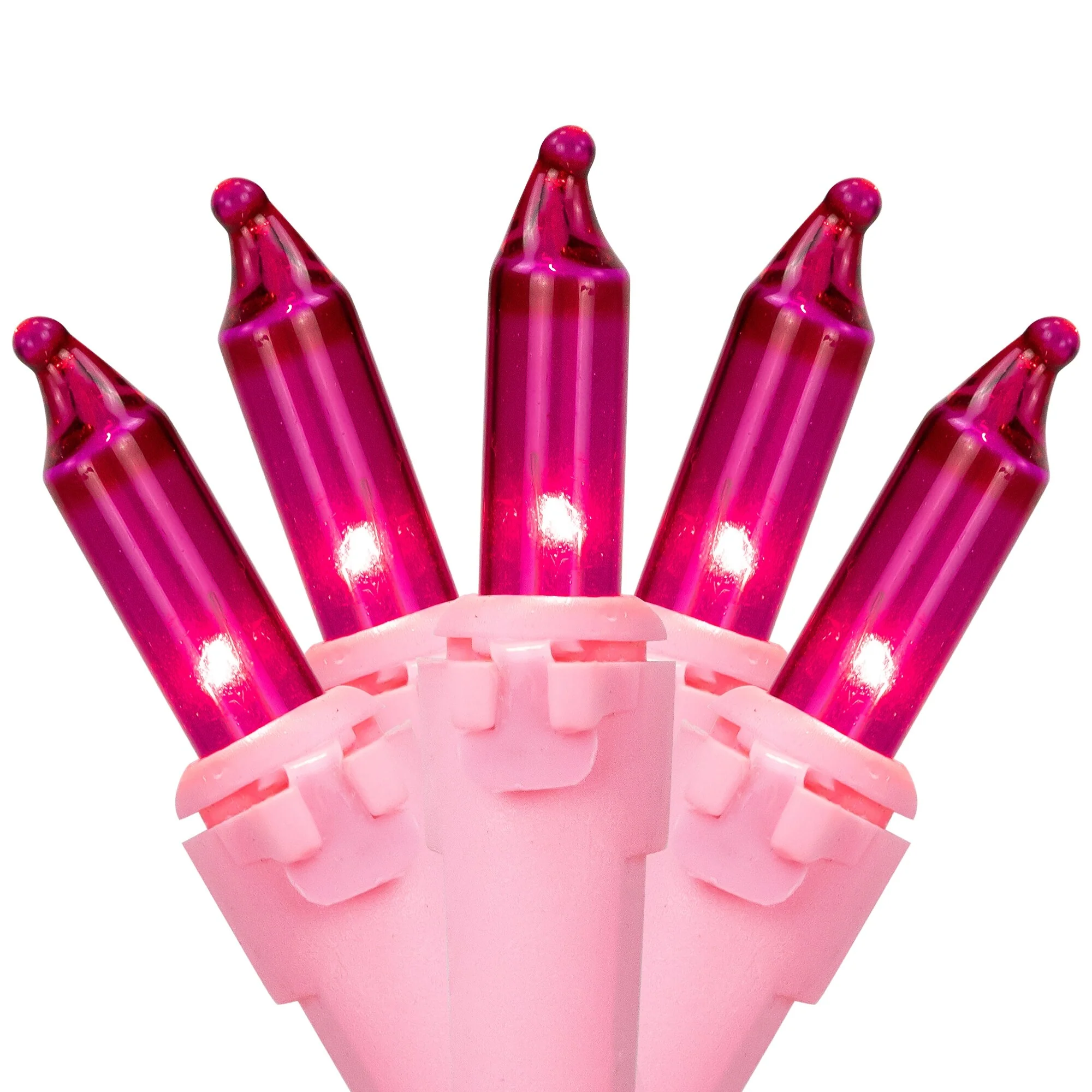 50ct Pink Mini Christmas Light Set - 10' Pink Wire