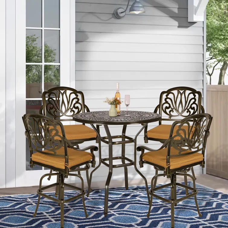 Aadhvik Round Outdoor Dining Set with Cushions