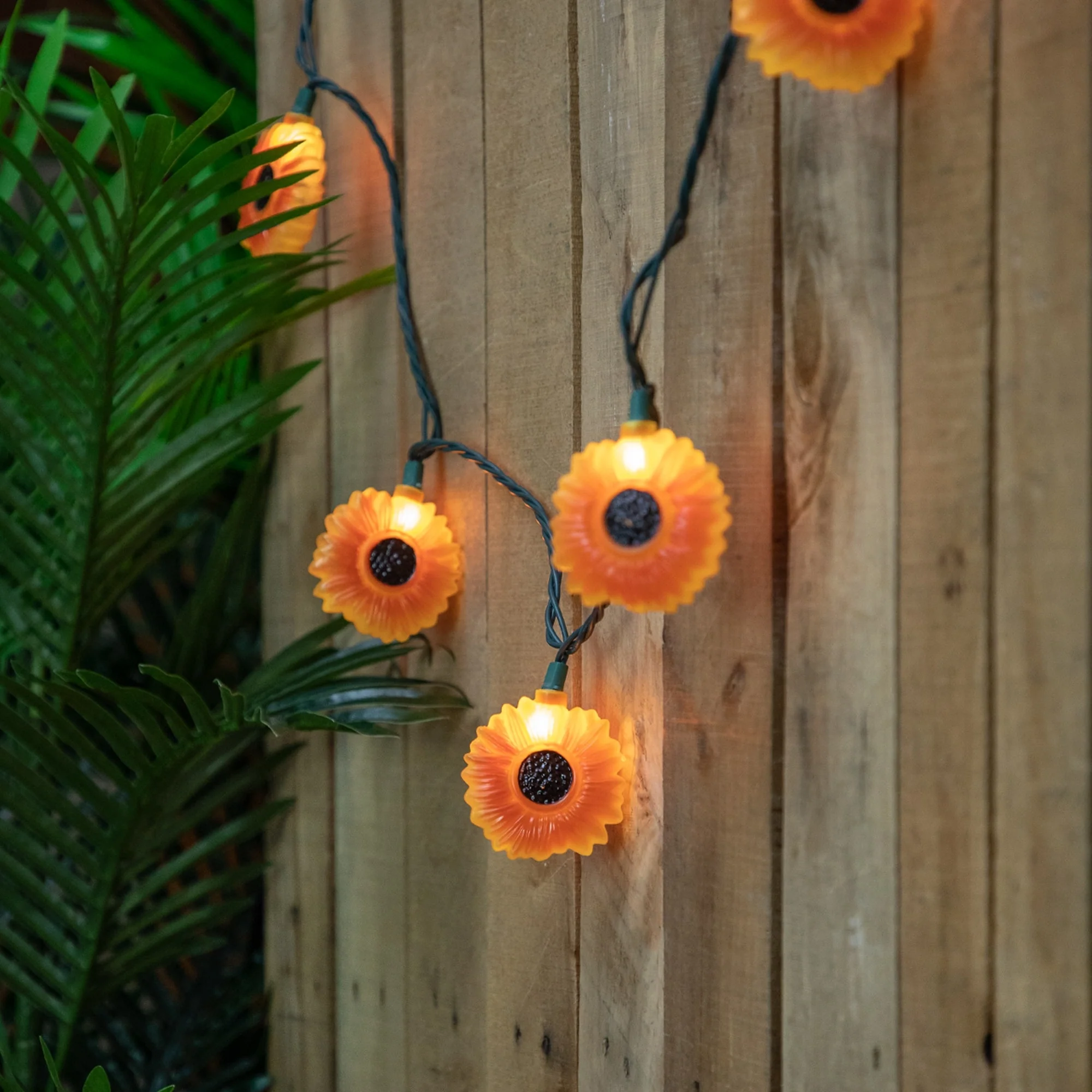 Sunflower Patio Light Set - 6' Green Wire - 10ct