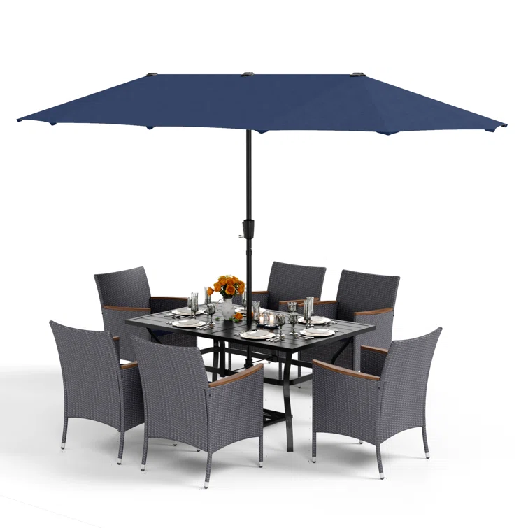 Alyah 6 - Person Rectangular Outdoor Dining Set with Cushions