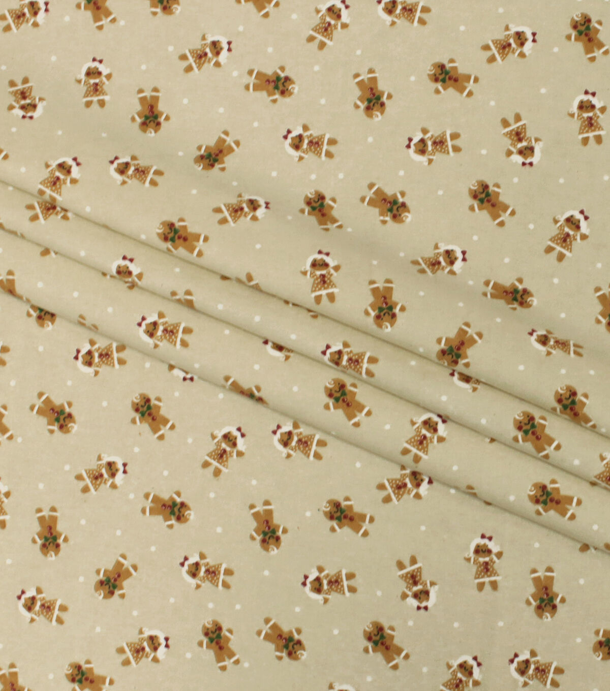 Gingerbread Men & Dots Super Snuggle Christmas Flannel Fabric