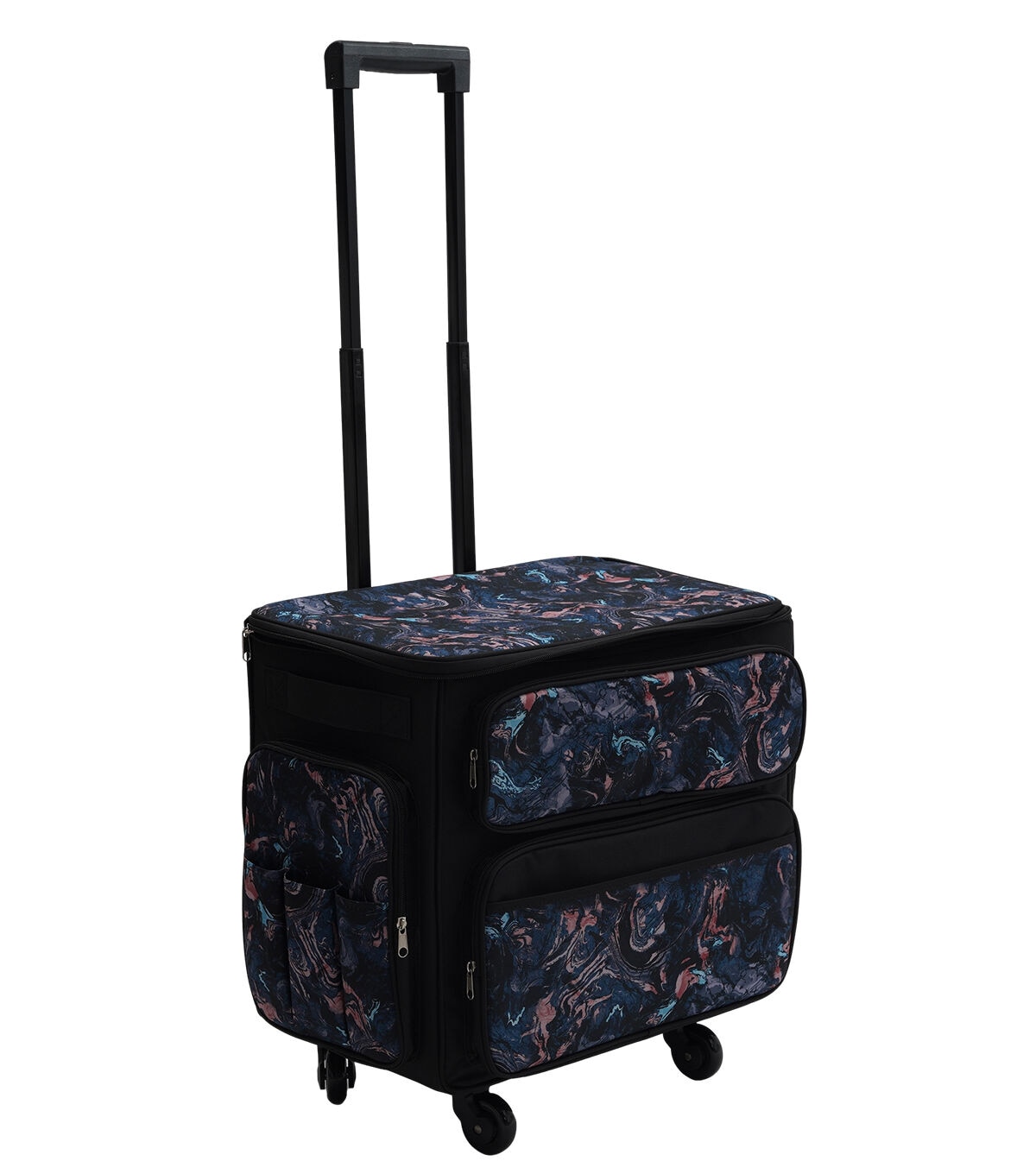 20 x 13 Blue Marbled Rolling Sewing Machine Storage Tote by Top Notch