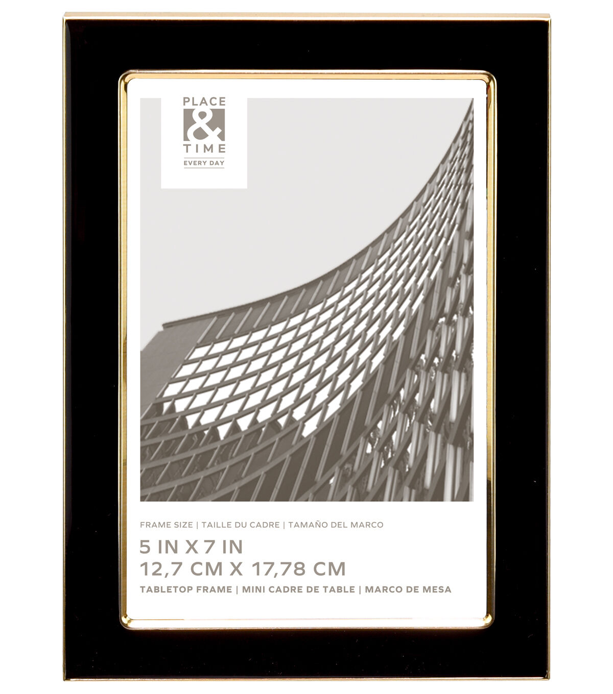5 x 7 Black & Gold Enamel Tabletop Picture Frame by Place & Time