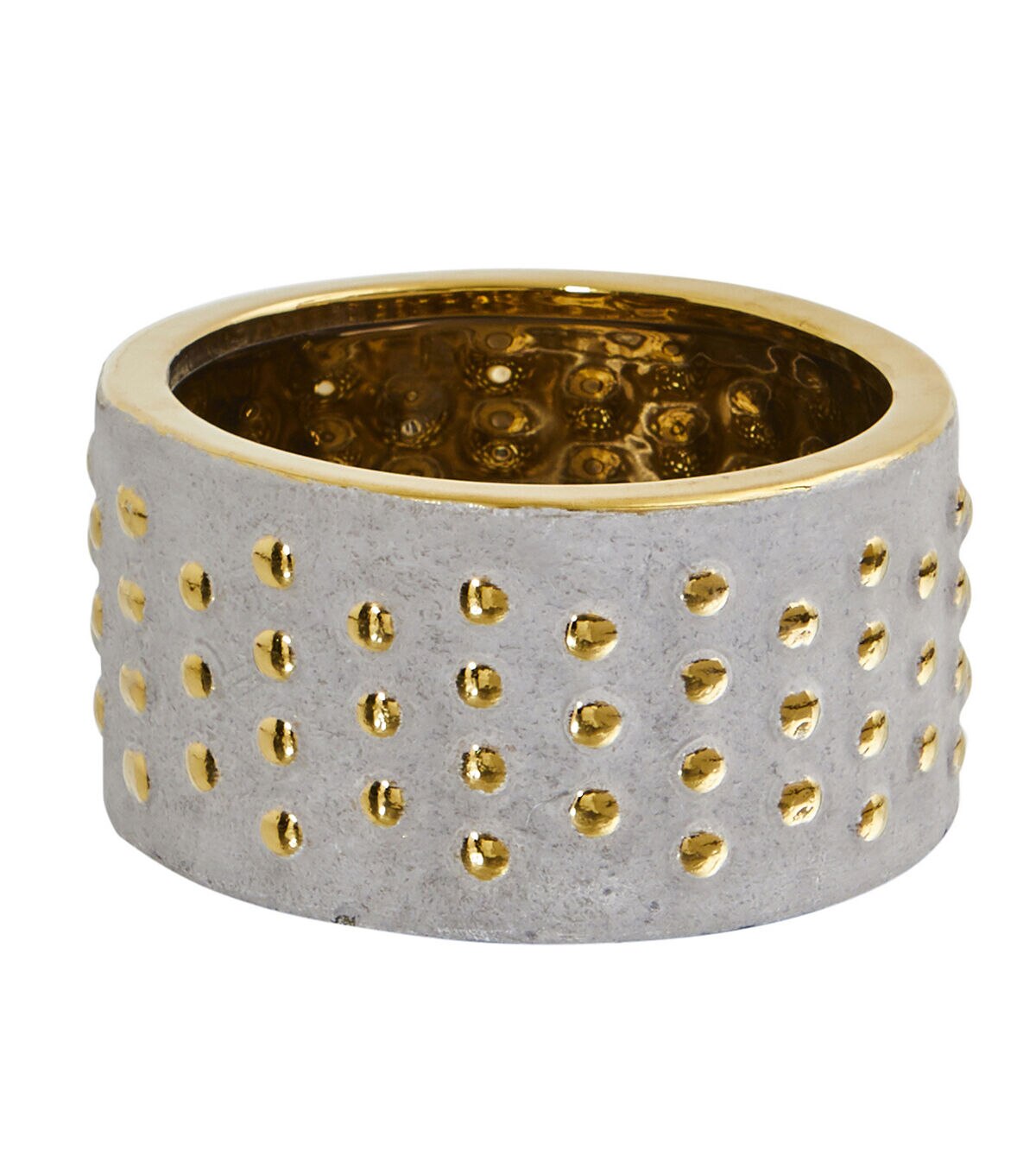 Nearly Natural 7 x 3 Regal Stone Hobnail Planter With Gold Accents