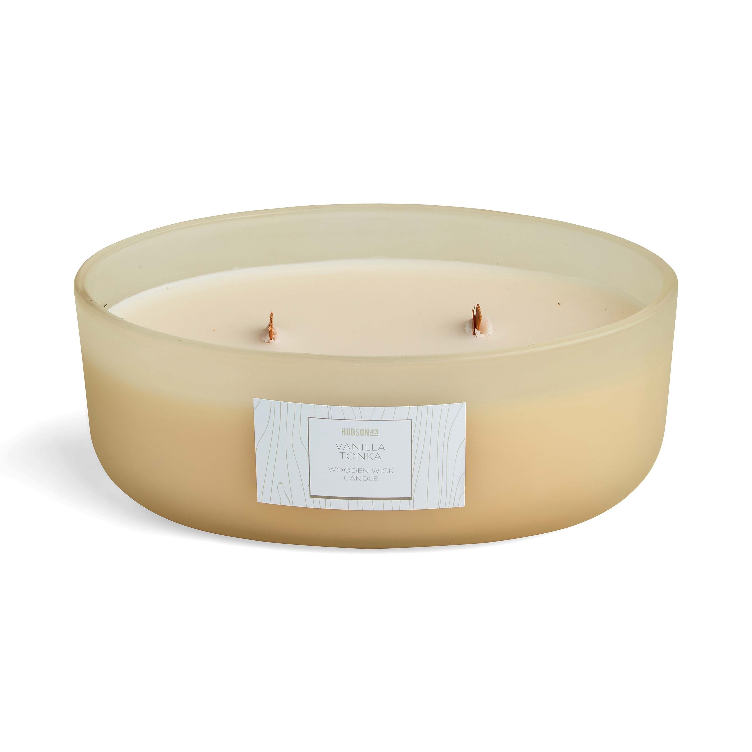 19oz Wood Wick Vanilla Tonka Frosted Scented Dish Candle by Hudson 43