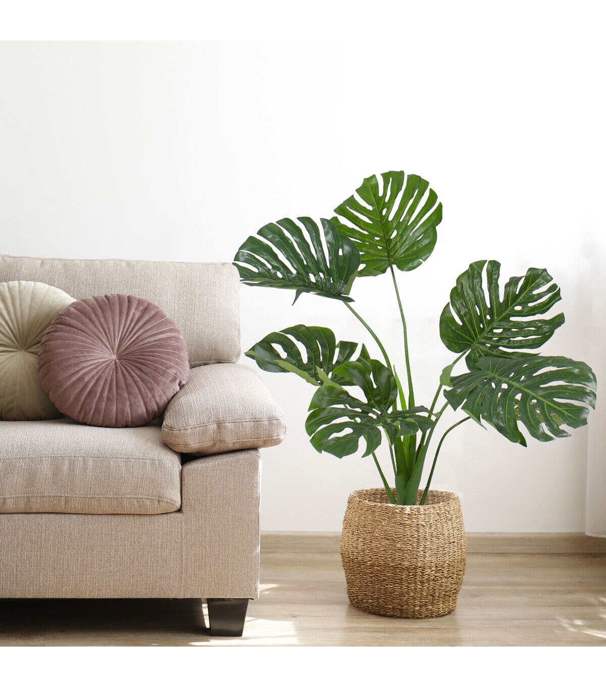 Northlight 35 Potted Green Wide Leaf Monstera Artificial Floor Plant