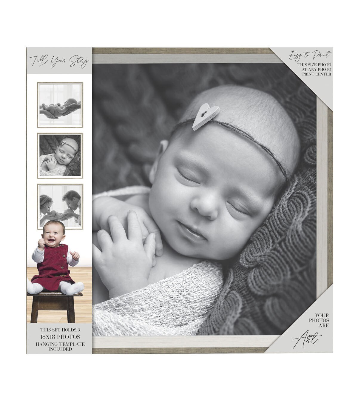 Enchante White and Natural 18 x 18 Plastic Photo Frames 3pk