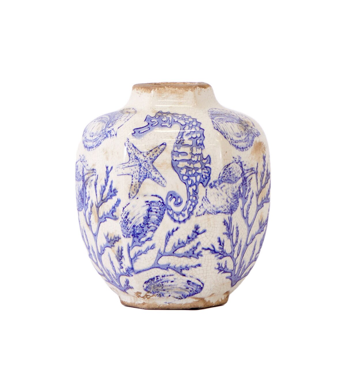 Nearly Natural 8.5 Nautical Ceramic Decorative Vase