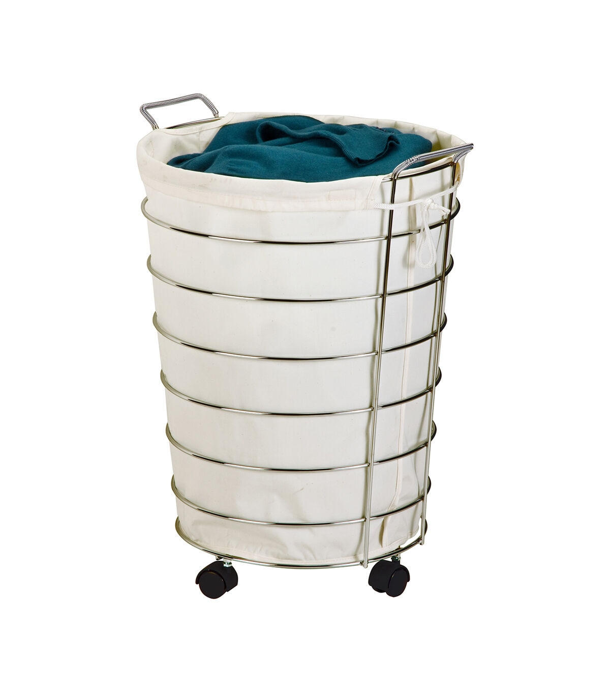 Honey Can Do 20 x 25 Chrome Rolling Hamper With Removable Laundry Bag