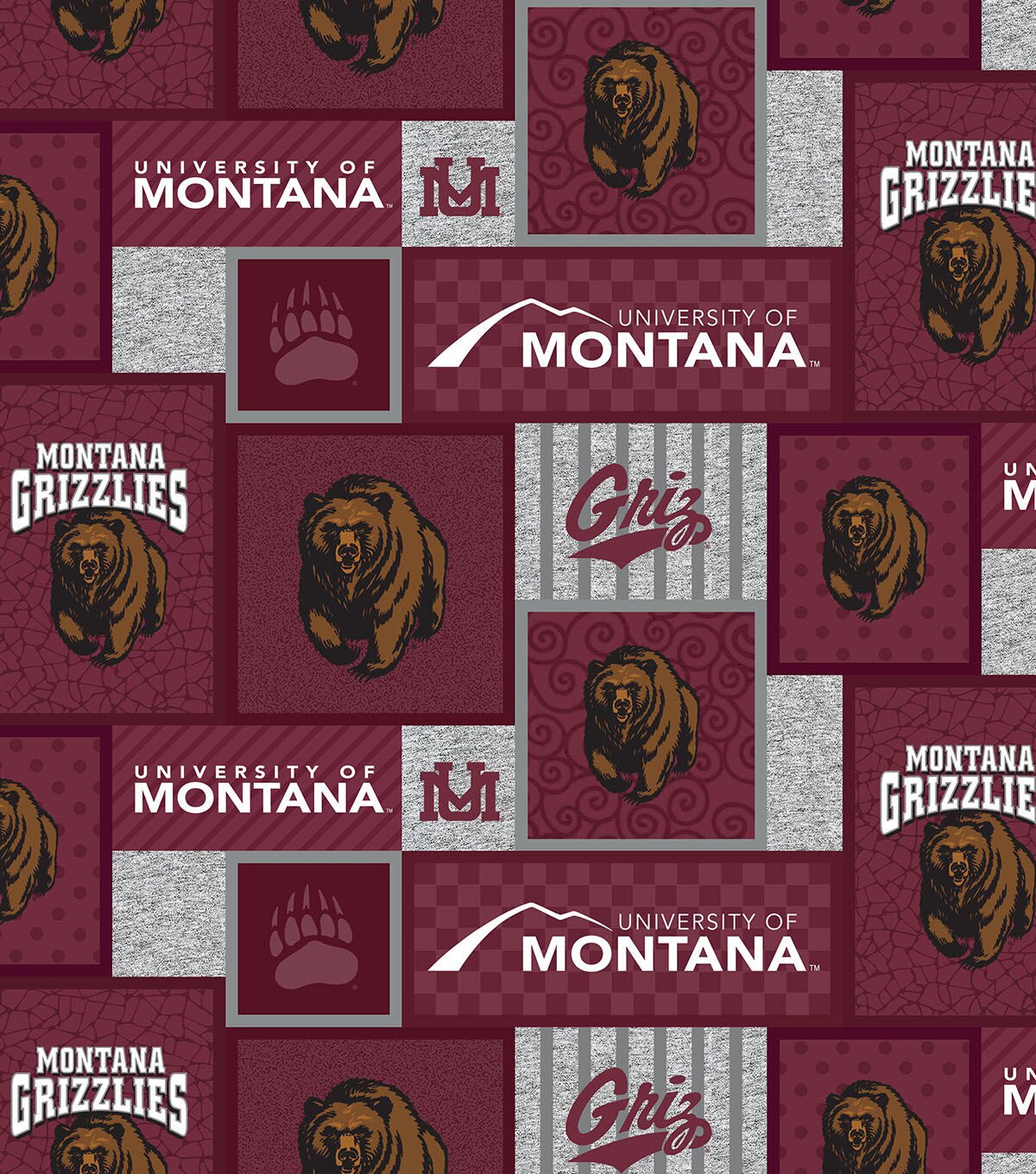 University of Montana Grizzlies Fleece Fabric College Patch