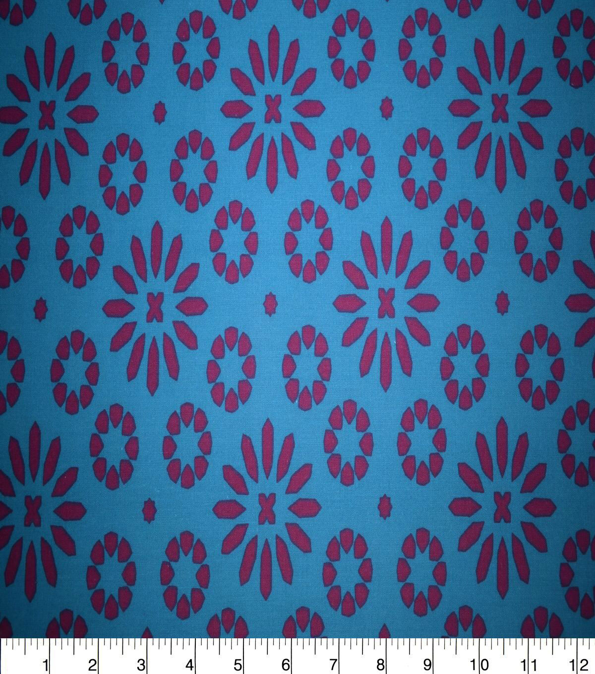 Purple Floral on Blue Quilt Cotton Fabric by Quilter's Showcase