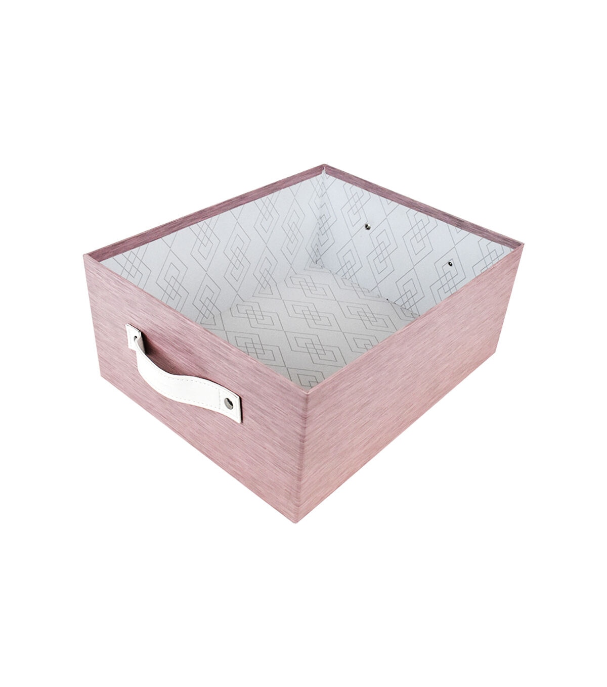 14 Pink Heather Pattern Rectangle Box With Lid & Carrying Handles