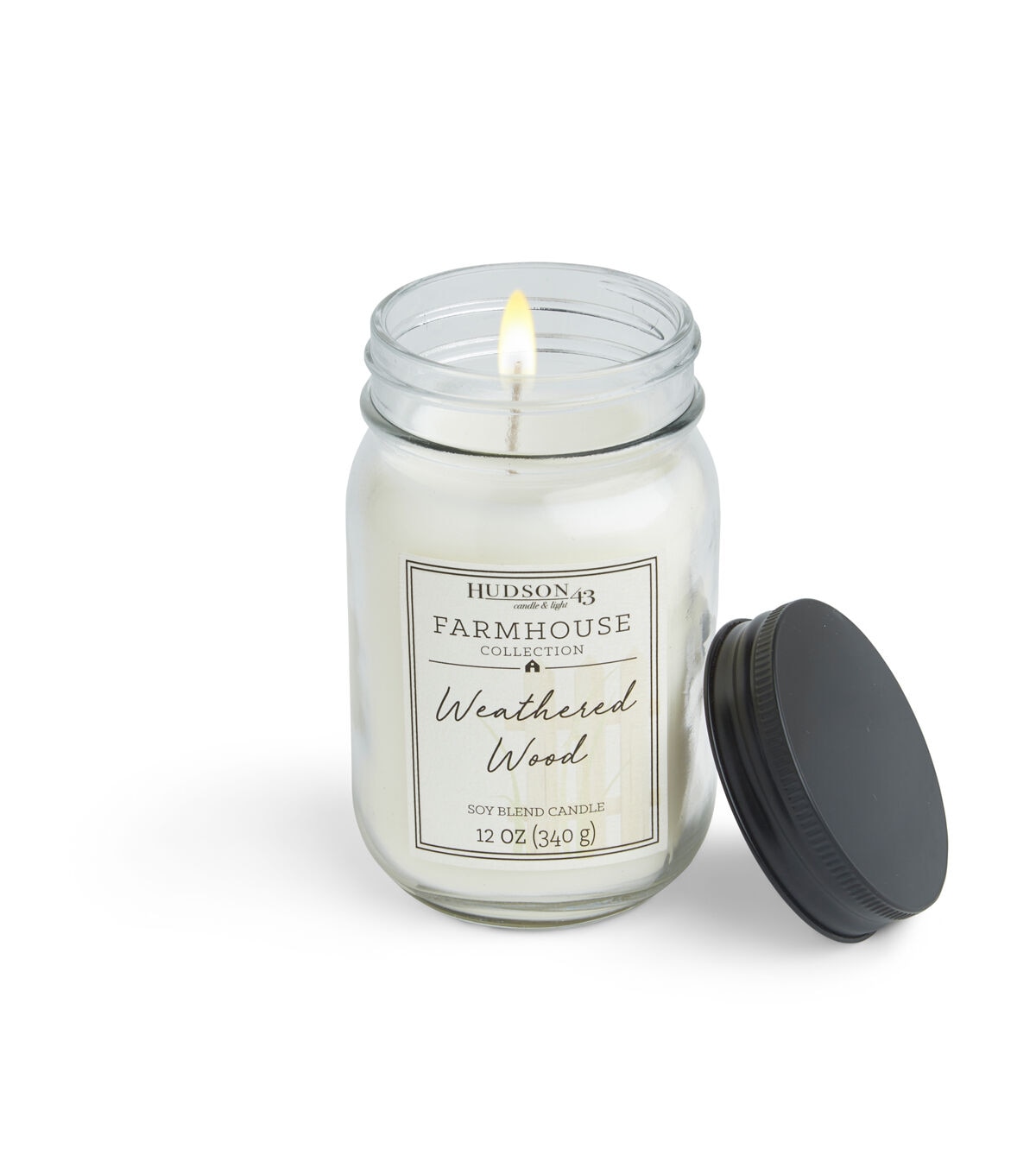 12oz Weathered Wood Scented Mason Jar Candle by Hudson 43