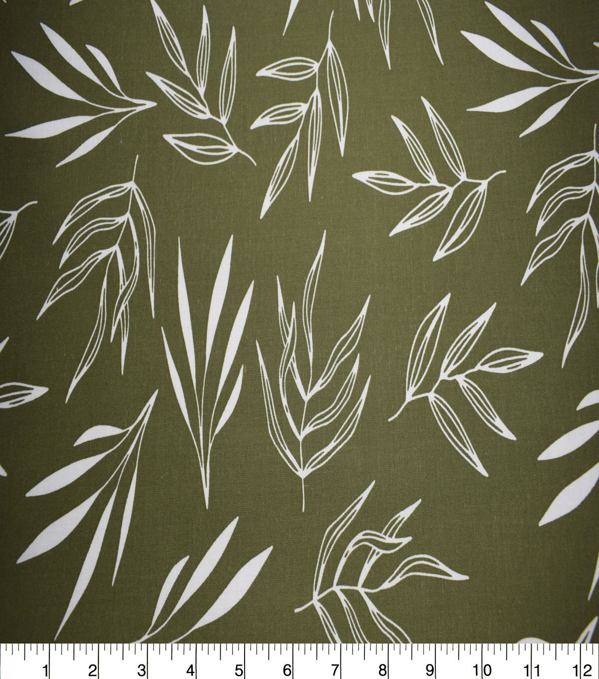 Large Leaves on Olive Green Quilt Cotton Fabric by Quilter's Showcase