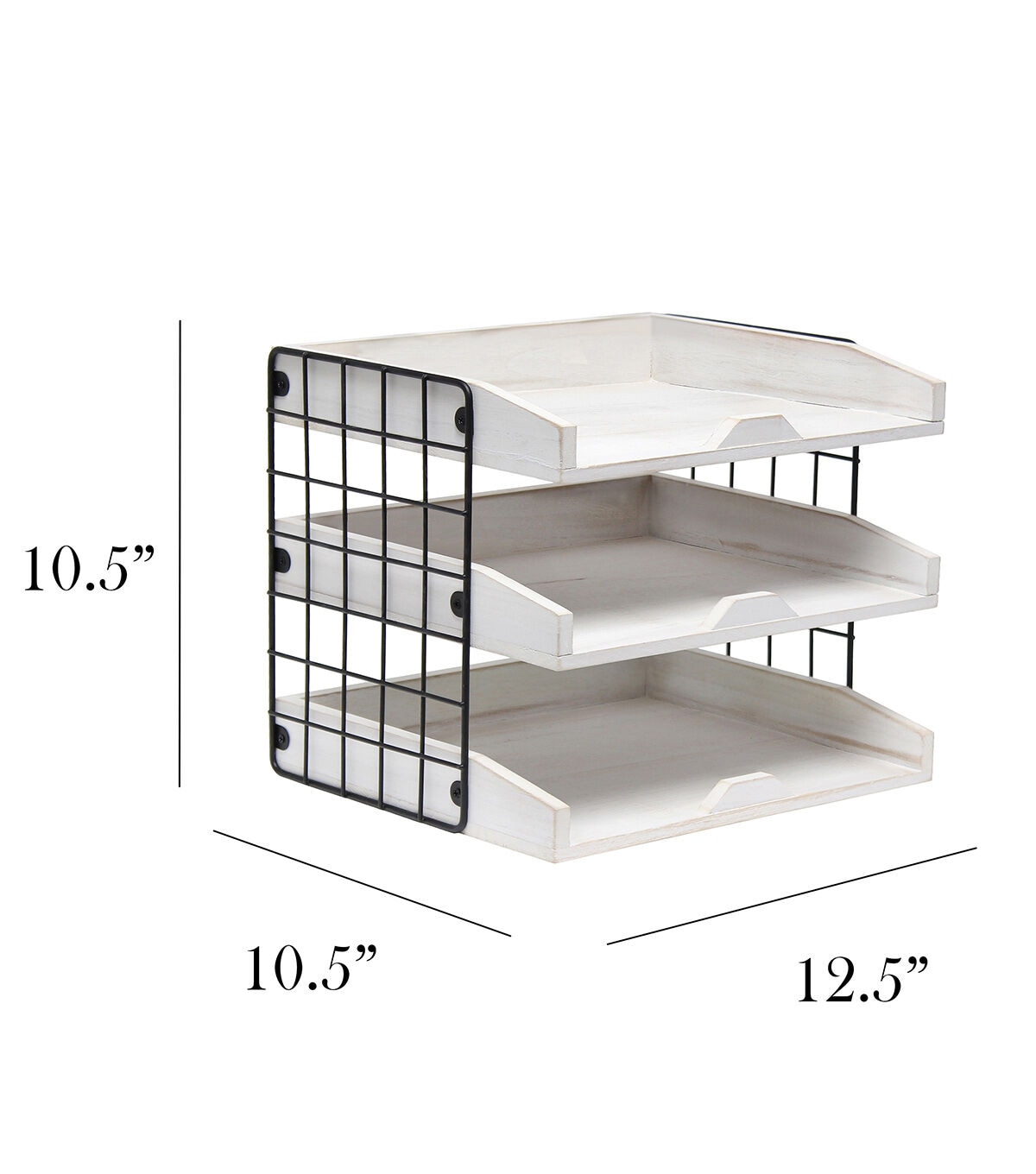 All The Rages Home Office Desk Organizer with 3 Shelves White Wash