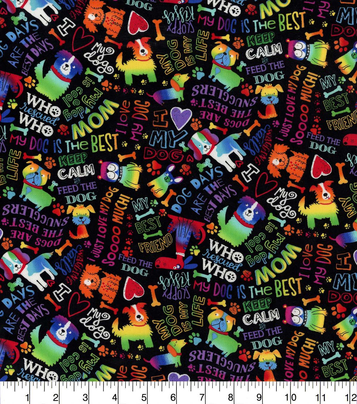 Hi Fashion Multicolor My Dog Is The Best Novelty Cotton Fabric