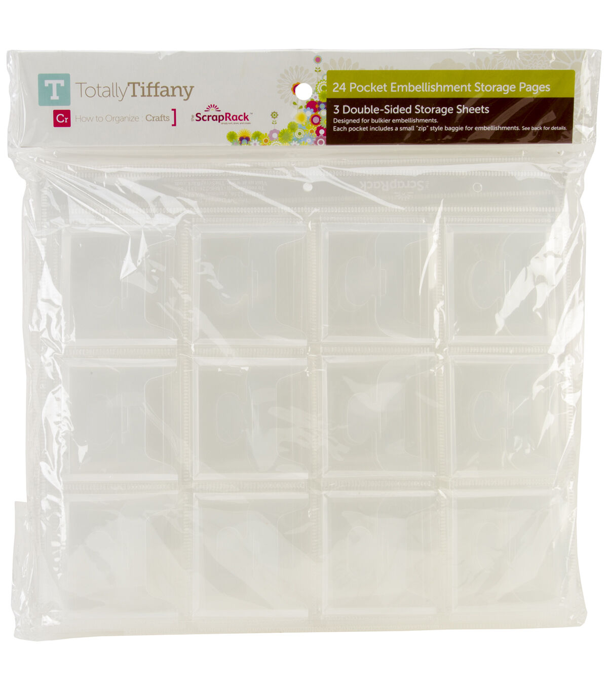 Totally Tiffany 3 x 3 Scrap Rack 24 Pocket Embellishment Storage Pages