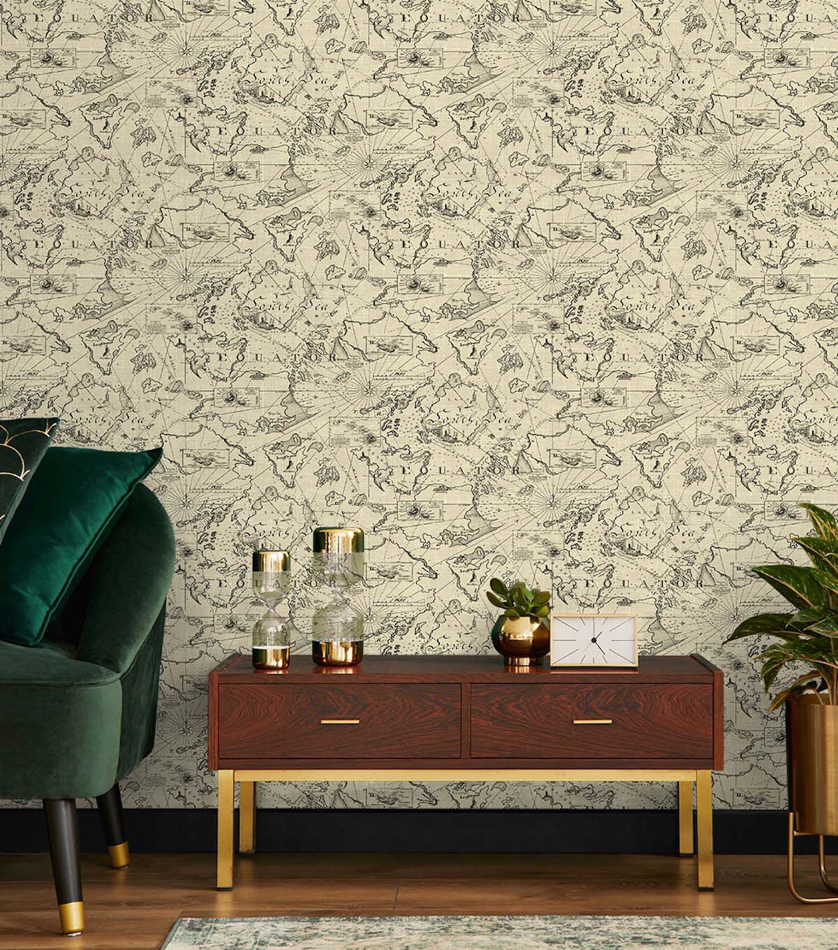 Tommy Bahama 20.5' x 18' Parchment Chartered Peel & Stick Wallpaper