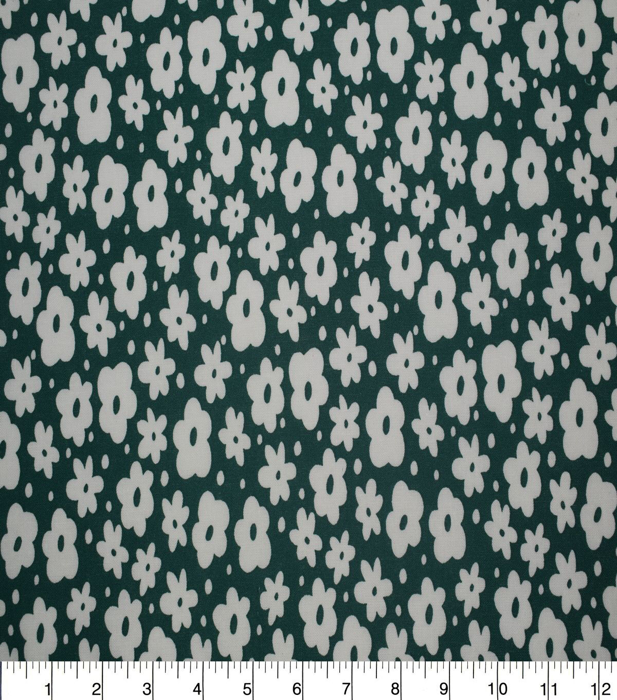 White Floral on Green Quilt Cotton Fabric by Quilter's Showcase