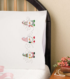 Design Works 30 x 20 Holiday Gnomes Pillowcase Embroidery Kit 2pk