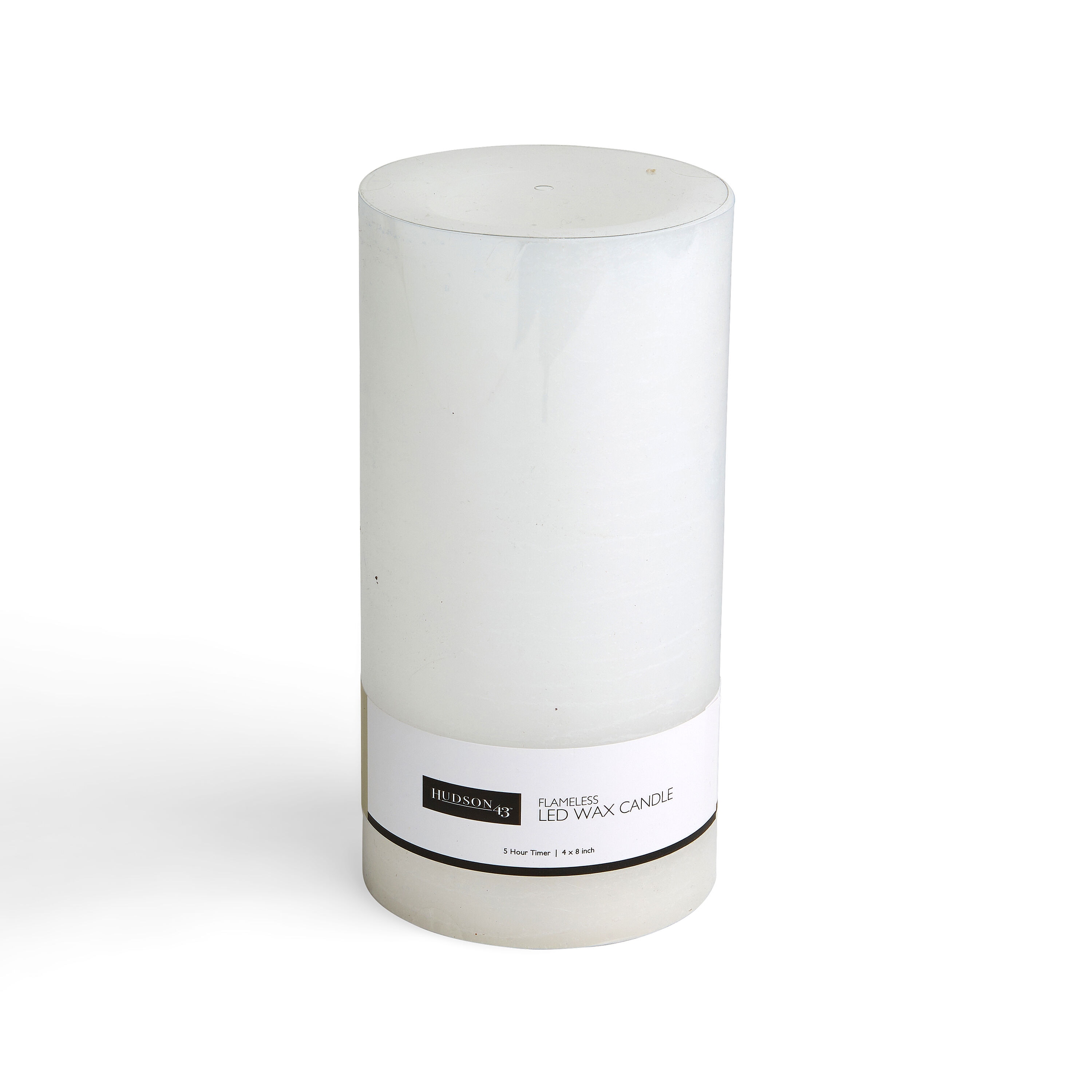 Flameless 4x 8 LED Rustic White Pillar Candle