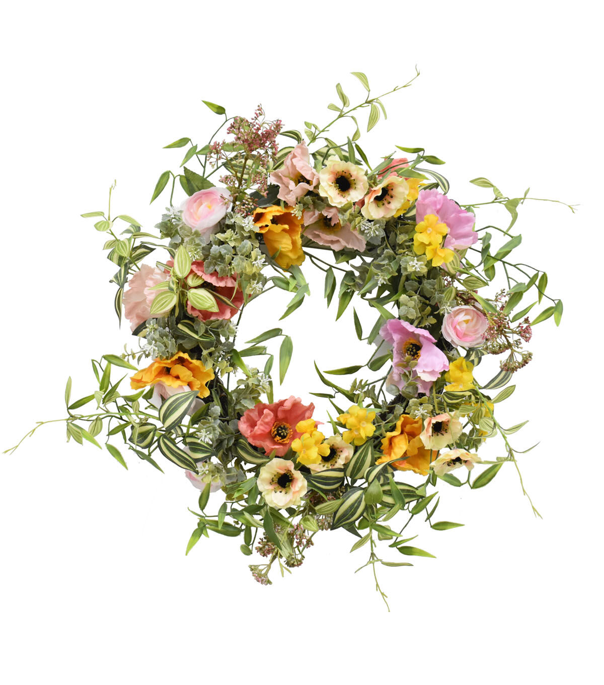 Spring Pink Ranunculus & Baby's Breath Matching Wreath & Garland