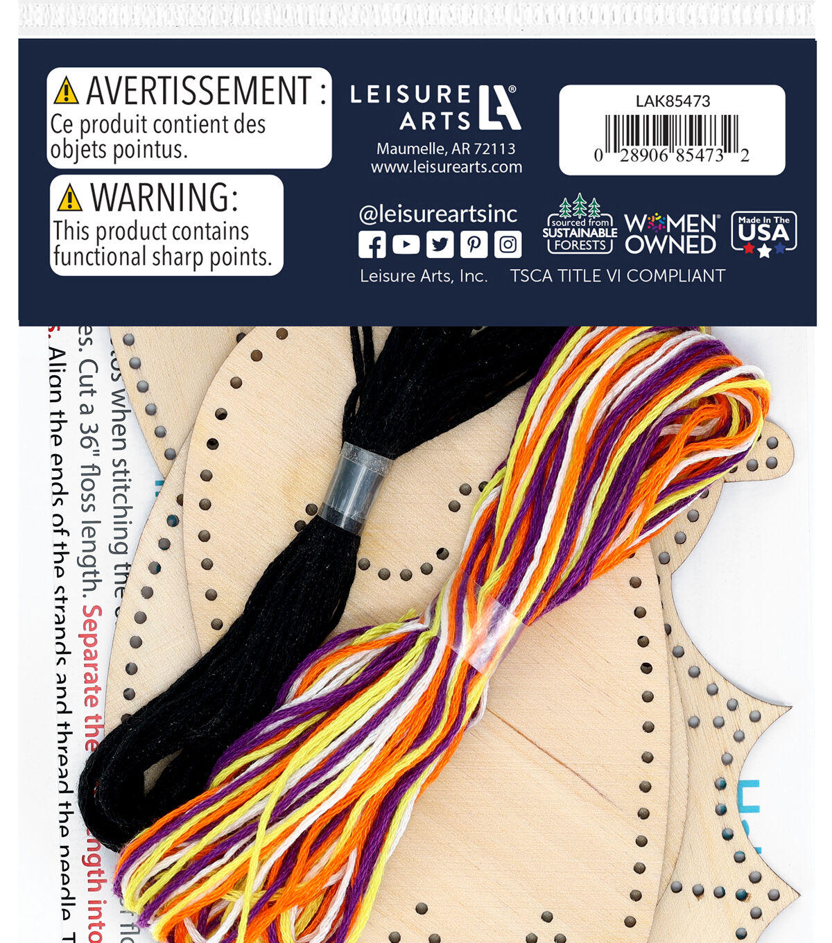 Leisure Arts 4 Halloween Wood Stitching Ornament Kit 3pc