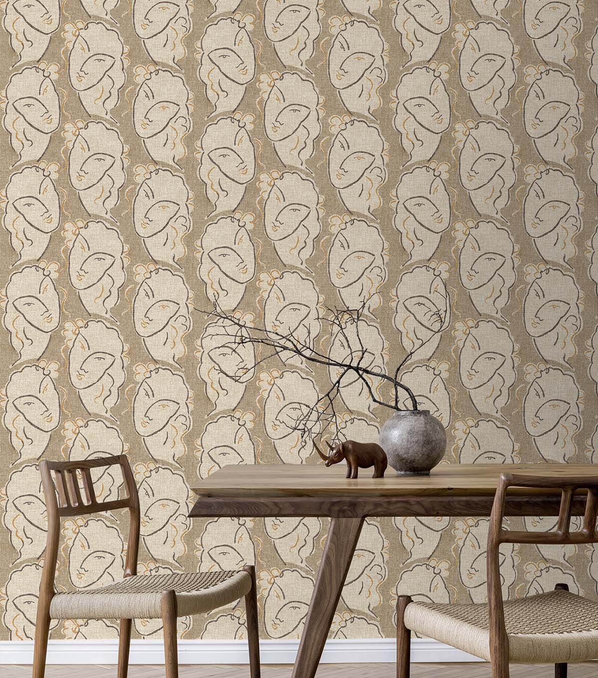 Surface Style 20.5' x 18' Linen Beau Visage Peel & Stick Wallpaper