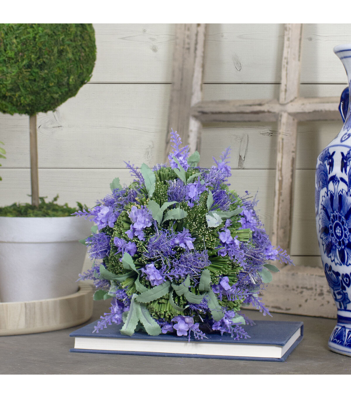 Northlight 7 Purple and Green Floral Inspired Hanging Foliage Ball