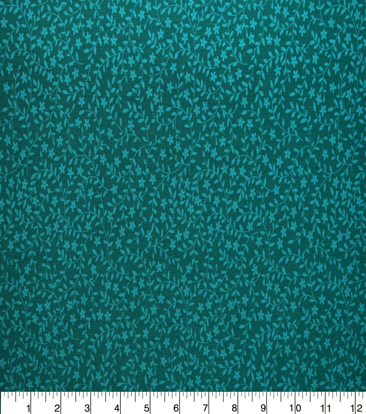 Ditsy Floral & Vines on Green Quilt Cotton Fabric by Quilter's Showcase