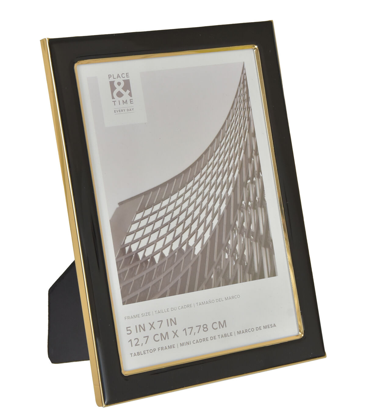 5 x 7 Black & Gold Enamel Tabletop Picture Frame by Place & Time